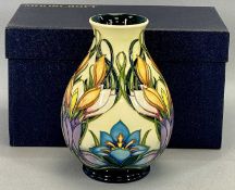 MOORCROFT SPRING 'PEARL' VASE by Phillip Gibson, of baluster form, 20cms H with box