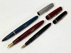 PARKER DUOFOLD SENIOR BURGUNDY FOUNTAIN PEN with 14k nib, Parker Slimfold black fountain pen with