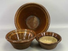 BUCKLEY WARE 19TH CENTURY CIRCULAR CROCK, 46cms diameter, another couple 33cms and 29cms diameter
