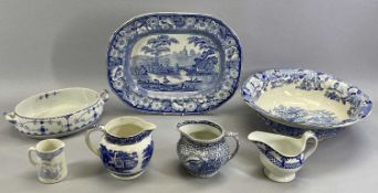 19TH CENTURY BLUE & WHITE TRANSFER WARE - F W & Co 'Wild Rose' indented plate, 31 x 49.5cms, Warwick