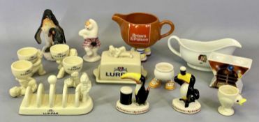 ADVERTISING CERAMICS including Lurpak breakfast ware, Royal Winton Bisto gravy jug, two modern