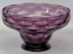 RICHARDSON (WEBB) AMETHYST GLASS 'BULLSEYE BOWL' - signed to the base, 15cms H, 26cms diameter