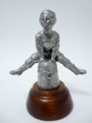 VINTAGE CAR MASCOT - LEAPFROGGING BOY marked Reg 773051?, 10.5cms H