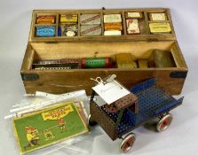 VINTAGE MECCANO SET - in original wooden box and a collection of original Meccano instruction