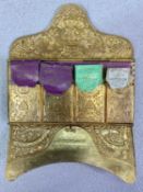 VICTORIAN EMBOSSED BRASS ENVELOPE FORM NEEDLE CASE - 'Louise' by W M Hall & Co, 4.5 x 9cms