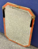 CHINESE STYLE OCTAGONAL WALL MIRROR - the lacquered frame with gilt highlights and set with gilt