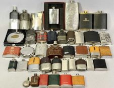 HIP FLASKS COLLECTION - some vintage leather and glass, total approx 40