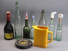 GREEN GLASS LEMONADE BOTTLES (3), a green glass Rose's Lime Juice bottle, a Bestall & Son Rhyl