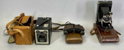 KARL ZEISS JENA TELITA OPERA GLASSES, A PAIR - stamped 'T506146', in leather case, a Kodak bellows