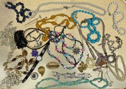 COSTUME JEWELLERY and other collectables contained in a vintage biscuit tin and BRITISH &