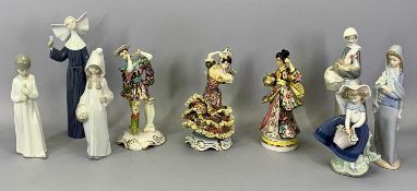 LLADRO FIGURES (6) - Girls, 26cms the tallest, all with boxes, and three Italian pottery figures,