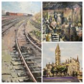 EMMESSE '09 oil on board - Manchester Town Hall, 28 x 39cms, an UNSIGNED oil on board - interior