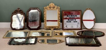 MIRRORS (12) - very large vintage and other assortment to include gilt framed, oak framed, pub 