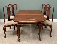 VICTORIAN MAHOGANY WIND-OUT DINING TABLE & FOUR HIGH SPLATBACK DINING CHAIRS - 74cms H, 181cms W,