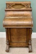 VICTORIAN BURR WALNUT DAVENPORT - with secret interior catch, pop up stationery holder having