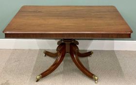 REGENCY MAHOGANY TILT TOP BREAKFAST TABLE - rectangular top on a bulbous turned column and four
