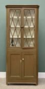 EARLY 19TH CENTURY PAINTED PINE TWO PIECE STANDING CORNER CUPBOARD - having twin 12 pane astragal