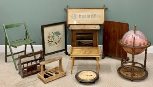 FURNISHING ASSORTMENT (10) - to include a drinks globe, wall clock, folding tray, firescreen ETC