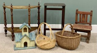 FURNISHINGS ASSORTMENT - two tier corner table, 63cms H, 66cms W, 28cms D, square topped