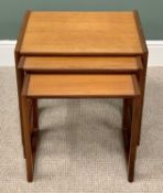 G-PLAN MID CENTURY TEAK NEST OF THREE TABLES - 49cms H, 54cms W, 43cms D