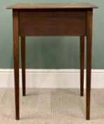 EDWARDIAN MAHOGANY SCHOOL TYPE DESK - with lift top, on tapered supports, 75cms H, 57cms W, 56cms D