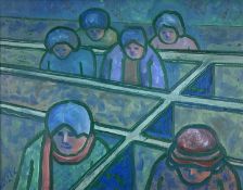 ‡ KAREL LEK oil on canvas - seated chapel congregation, signedDimensions: 38 x 49cmsProvenance: