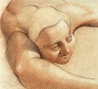 ‡ EDWARD (ED) POVEY conté crayon on paper - entitled verso with Martin Tinney Gallery label 'Study