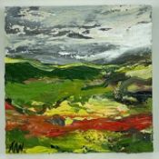 ‡ NICHOLAS WARD oil on panel - landscape, entitled verso 'Blaenafon Moors 2013', signed with