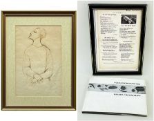 ‡ BRENDA CHAMBERLAIN pen and ink drawing – head and shoulders study of a female, 33 x 21cms,