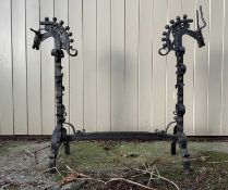 PAUL MORGAN ironwork - replica Celtic firedog with terminals in the form of a horse and a
