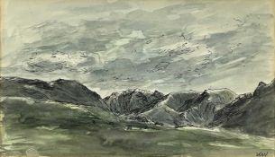 ‡ SIR KYFFIN WILLIAMS RA watercolour and pen - entitled verso 'Nant Ffrancon', signed with initials,