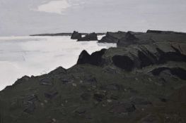 ‡ SIR KYFFIN WILLIAMS RA oil on canvas - view across Gower coastline, view across headland with