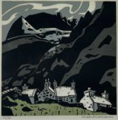 ‡ SIR KYFFIN WILLIAMS RA limited edition (21/50) linocut - ‘Gwastadnant’, signed in pencil in