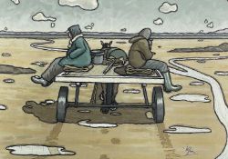 ALAN WILLIAMS acrylic - entitled verso 'Ladies Cockle Cart', signedDimensions: 39 x