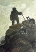 ‡ SIR KYFFIN WILLIAMS RA limited edition (138/150) coloured print - farmer on mountaintop,