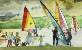 ‡ ERIC MALTHOUSE watercolour - entitled verso 'Cosmeston Lake', signed with initials and dated