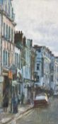 ‡ MARK SAMUEL oil on panel - Cardiff street scene, Castle Street, entitled verso on Martin Tinney