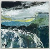 ‡ NICHOLAS WARD oil on panel - coastal scene under stormy sky, signed with initialsDimensions: 13.