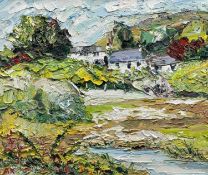 ‡ ALAN KNIGHT oil on board - entitled verso 'Mynydd Bodafon', signed with initialsDimensions: 60 x