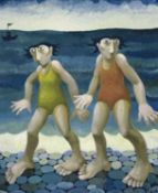 ‡ MURIEL DELAHAYE limited edition (90/275) print - entitled 'Frozen Bathers', signed in