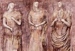 ‡ HENRY SPENCER MOORE (British, 1898-1986) coloured print - entitled 'The Three Fates', unsigned,