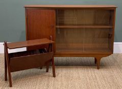 MID-CENTURY TEAK OCCASIONAL FURNITURE, comprising bookcase with sliding glass doors, 79cm h x 54cm w
