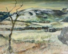 ‡ OLIVE KNIGHT (Contemporary) oil on board - winter landscape entitled 'Gilfach Goch Winter',