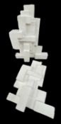 TWO JOHN EXCELL PLASTER CASTS, 1963, of abstact geometric forms 39cm h (2)