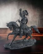 LATE 19TH CENTURY FRENCH SCHOOL SCULPTURE, bronze - Mounted Knight, 23cms h