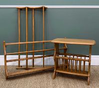 ERCOL CANTERBURY TABLE & TWO PLATE RACKS, natural elm finish, Canterbury table 50 h x 52 w x 33cms