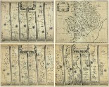 FOUR WELSH COUNTY MAPS, including three by John Ogilby entitled, 'The Continuation of the Road