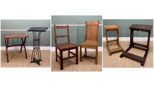 ASSORTED ECCLESIASTICAL FURNITURE, including oak table with X-frame base 84h x 81w x 65cm d, 2 oak