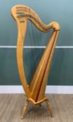 MODERN AOYAMA 'CELTIC' HARP, 34-string non pedal harp, retailed by Clive Morley Harps Ltd, 145cm h x