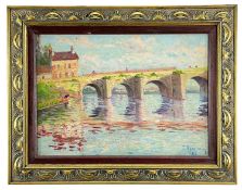 JEAN FERNAND TROCHAIN (French, 1879-1969) oil on artist's board - impressionistic French stone